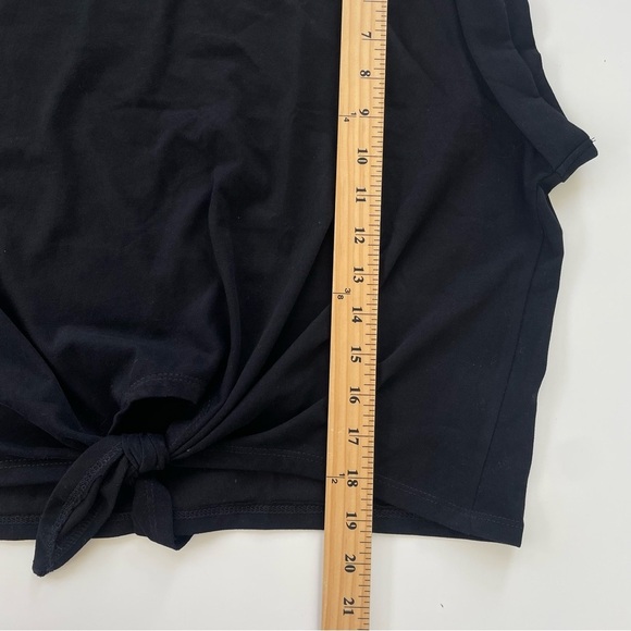 CIDER Women's Black Cropped Knotted Tie-Front Short Sleeve Tee XL New with Tags! - Picture 7 of 7